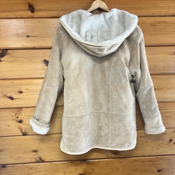 WINLIT New York Leather  Faux Fur Reversible S Hooded Jacket Womens Medium VTG - Picture 4 of 8